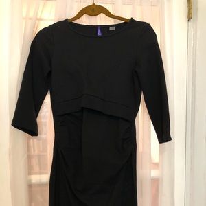 Black nursing friendly maternity dress